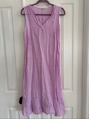 Francesca Bettini Made in Italy pink sleeveless linen maxi dress Women’s Small